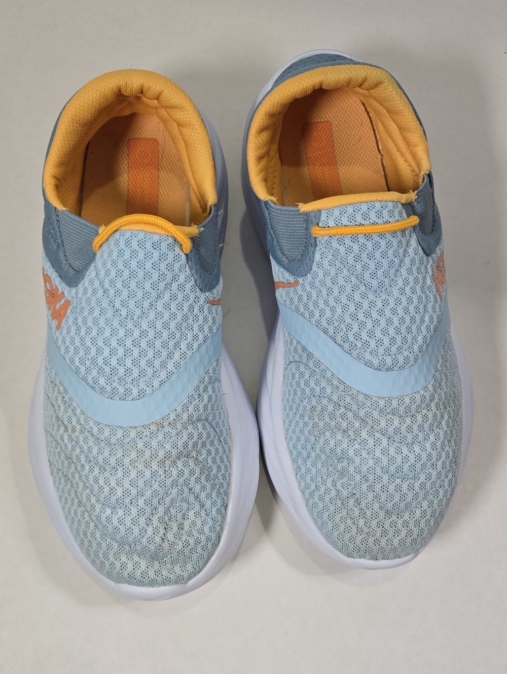 Hoka Kids Slip-On Sneakers in Light Blue and Yellow-Orange Accents Summer Song